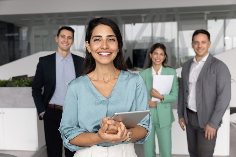 Brazilian,Female,Team,Leader,,Boss,,Or,Project,Manager,Holds,Tablet